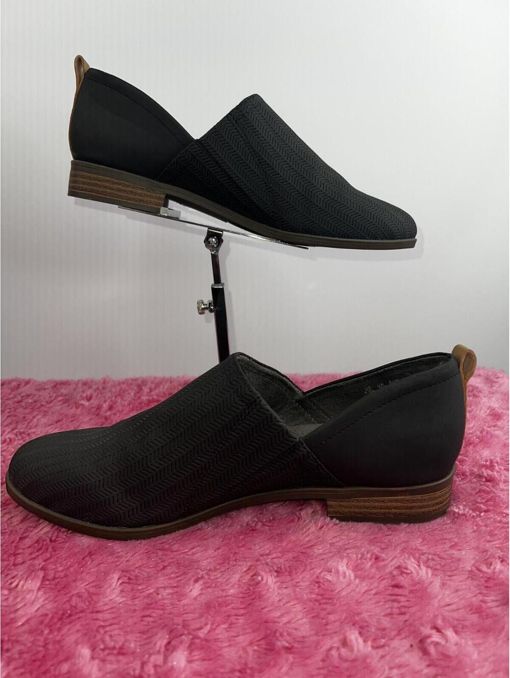 Dr Scholl’s Womens Black Textured Slip On Loafers Comfort Shoes Size 8.5